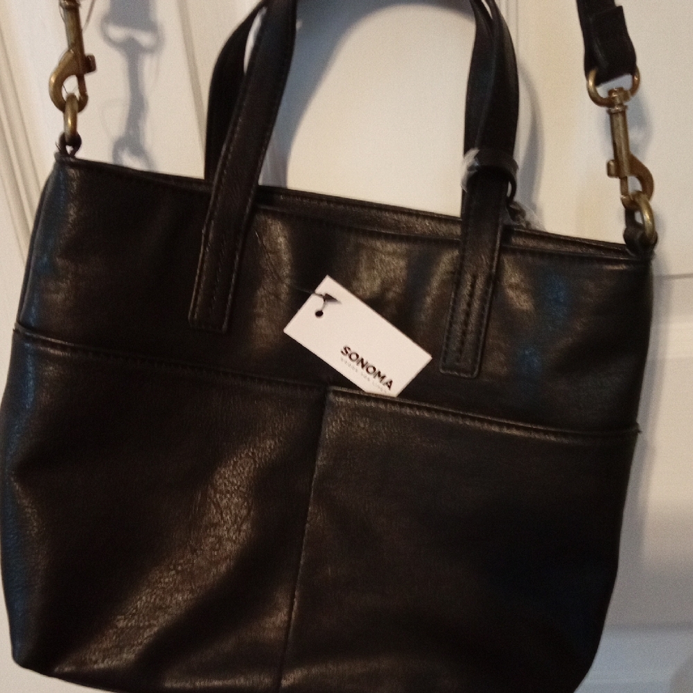 Sonoma Black Leather Tote Bag